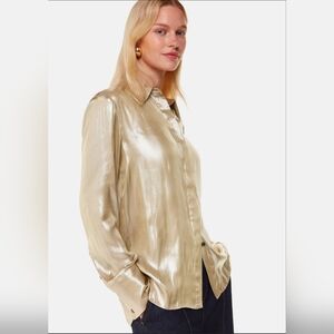 Zara Metallic Gold Button-Down Shirt